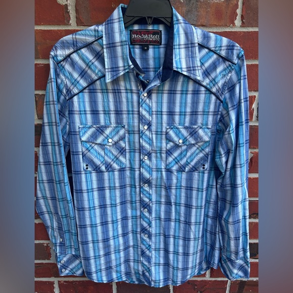 Rock & Roll Cowboy Other - Rock & Roll Cowboy Men’s Long Sleeve Pearl Snap Western Plaid Shirt w/Pockets M